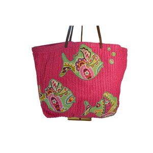 Vera Bradley Tutti Frutti Seashore Tote Bag With Appliqué Design & Floral Lining